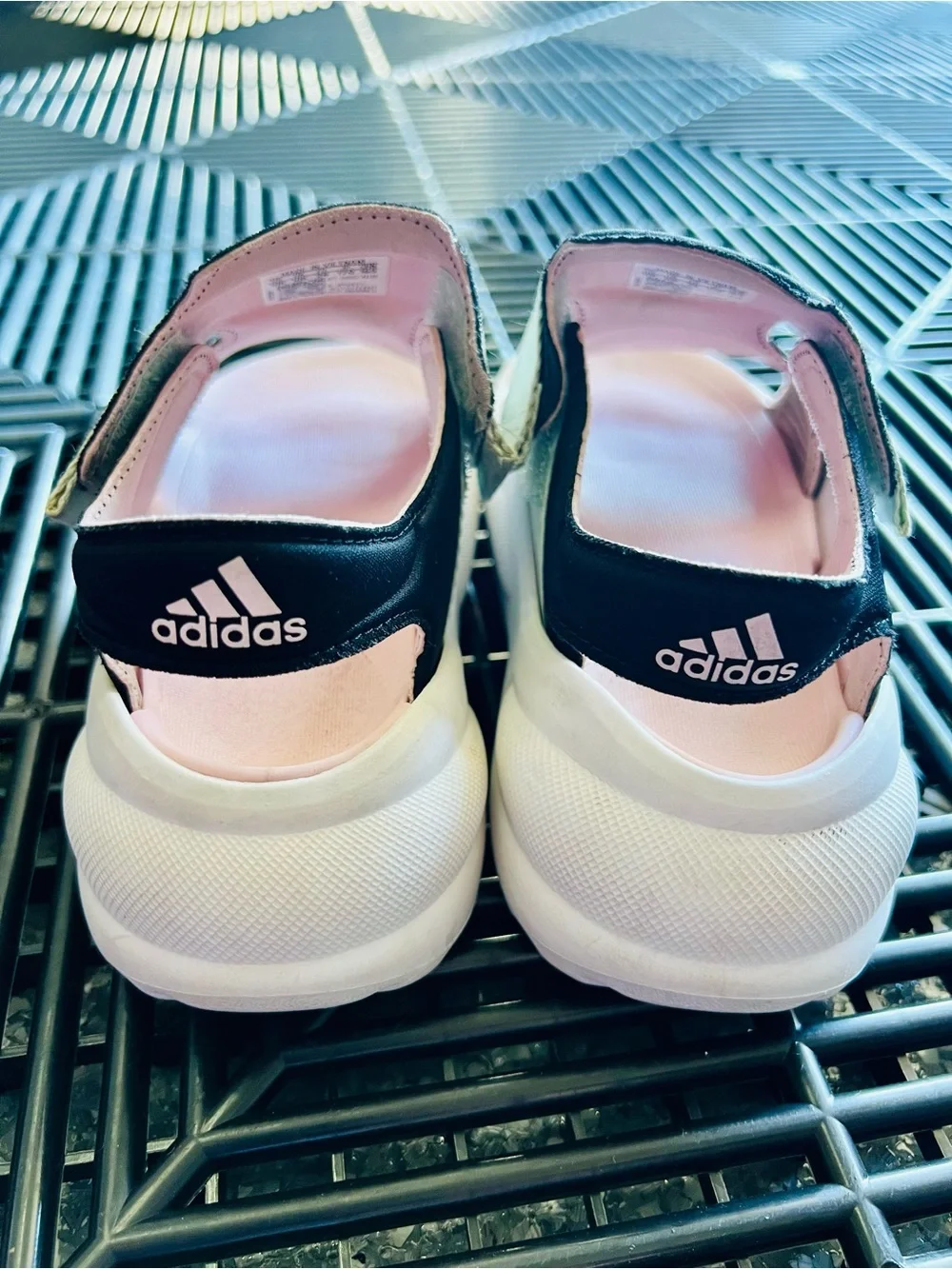 Adidas Kids Mehana Sandals Size 10k — Pink, Light Blue & Black